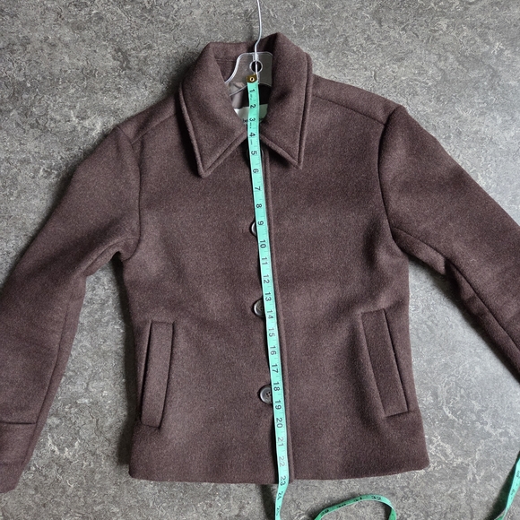 Abercrombie & Fitch EUC Dark Coffee Cropped Wool-Blend Coat XXS - Picture 16 of 16